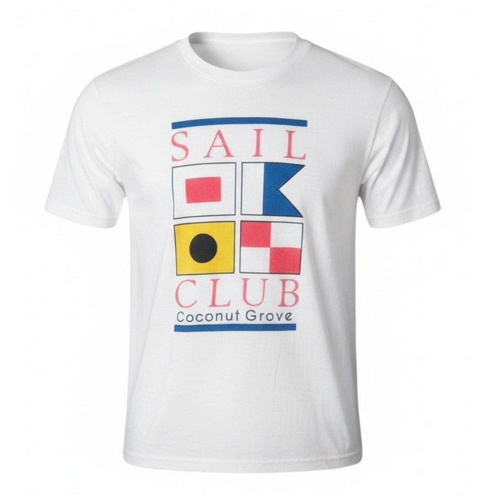Vintage Beach Club Sail Club Coconut Grove Nautical‎ Graphic T-Shirt White Large